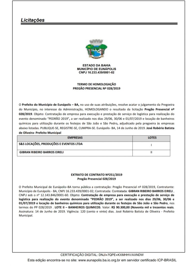 Prefeitura de Eunápolis vai gastar R$ 90 mil só com banheiros químicos nas festas juninas 20