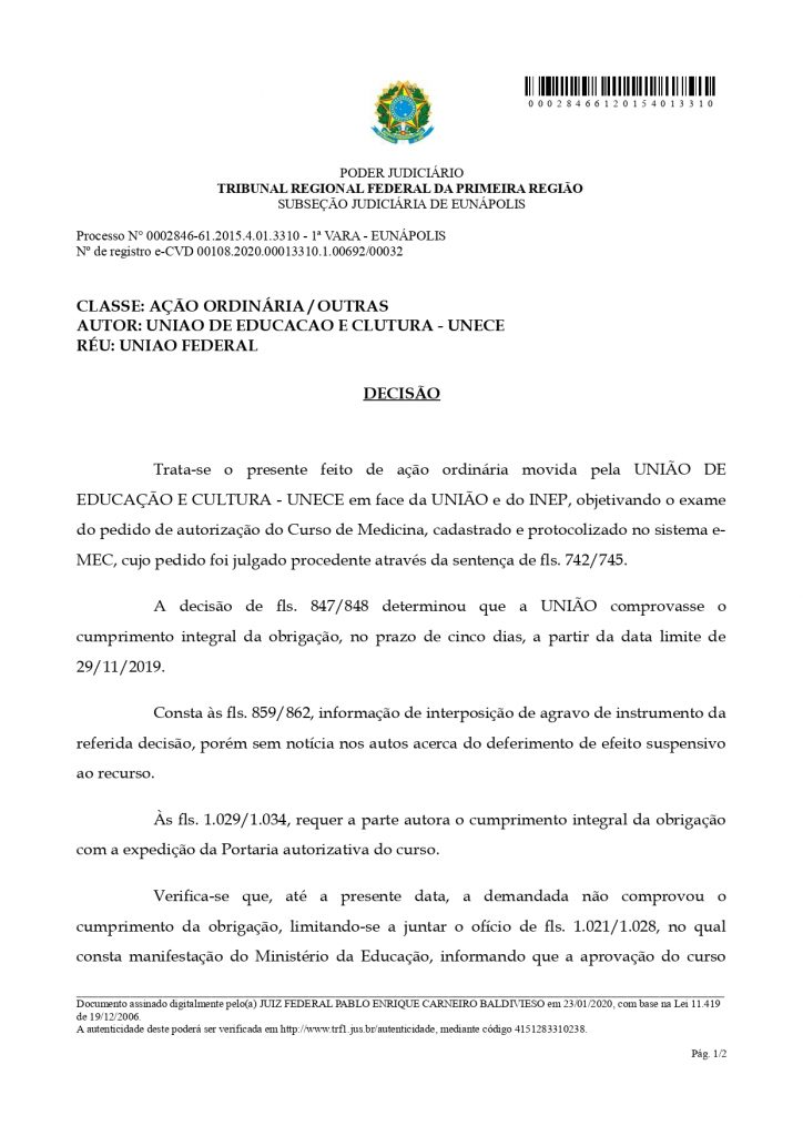 Justiça determina que União autorize vestibular de Medicina na FTC/Unesulbahia em Eunápolis 6